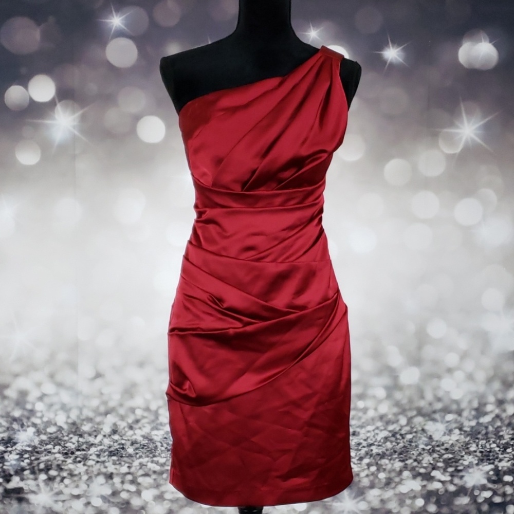 David's Bridal Elegant One Shoulder Dress